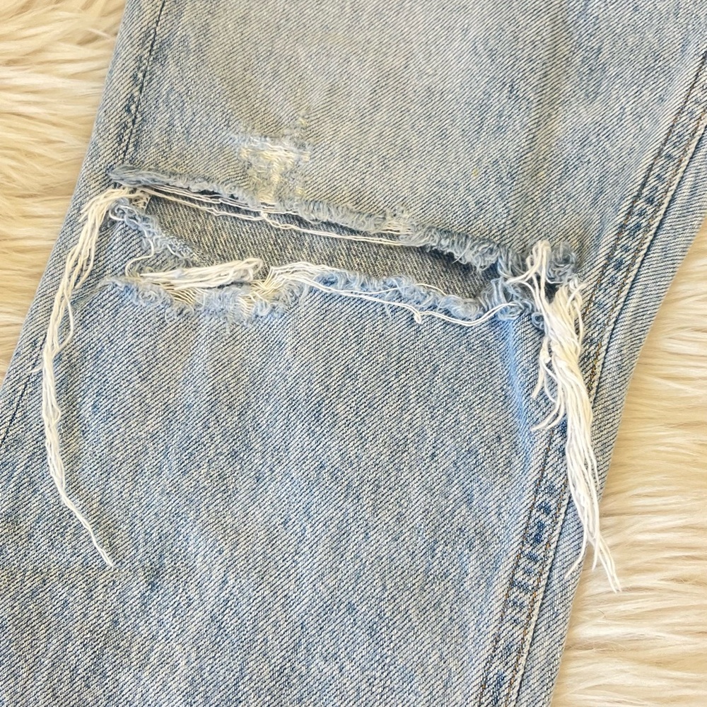 Agolde Riley High Rise Straight Crop jeans light blue distressed size 27 - Picture 7 of 12